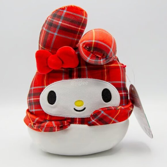 7" My Melody in Red Plaid Holiday Ed Squishmallows / Jazzwares / KellyToy / BNWT - Picture 1 of 6